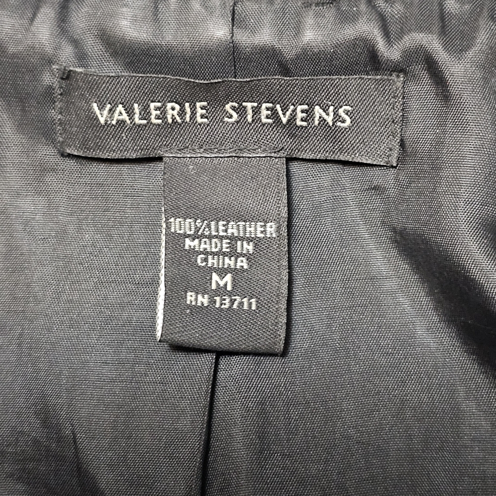 Valerie Stevens Black Leather Zip Up Moto Jacket Women’s Size M - Picture 8 of 12
